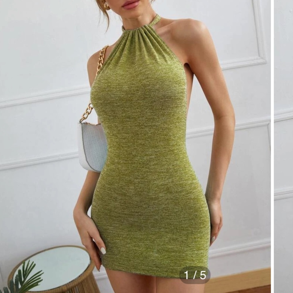 Green halter dress